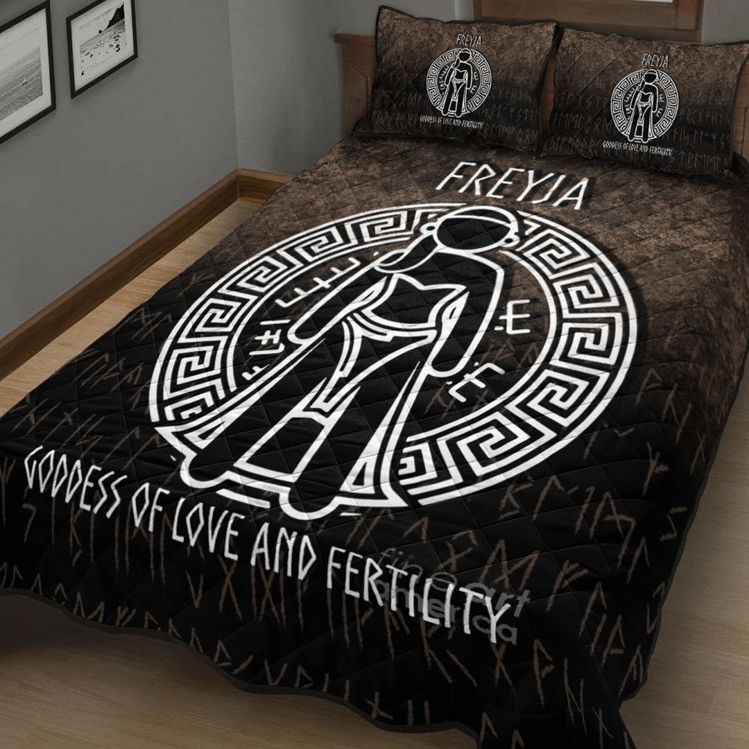 Viking Quilt Bedding Set Freyja the Goddess of Love and Fertility