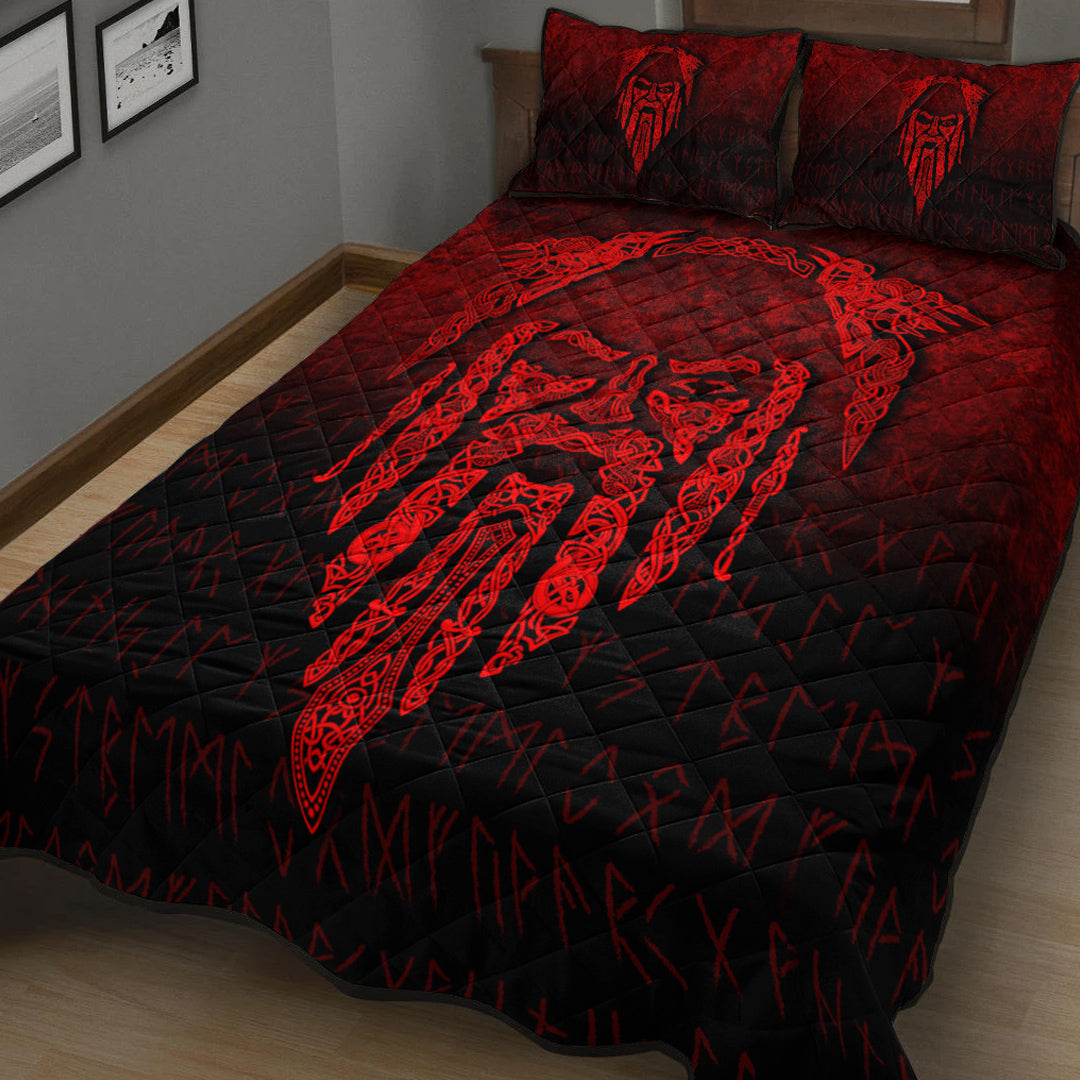 Viking Quilt Bedding Set Eye of Odin Red Version