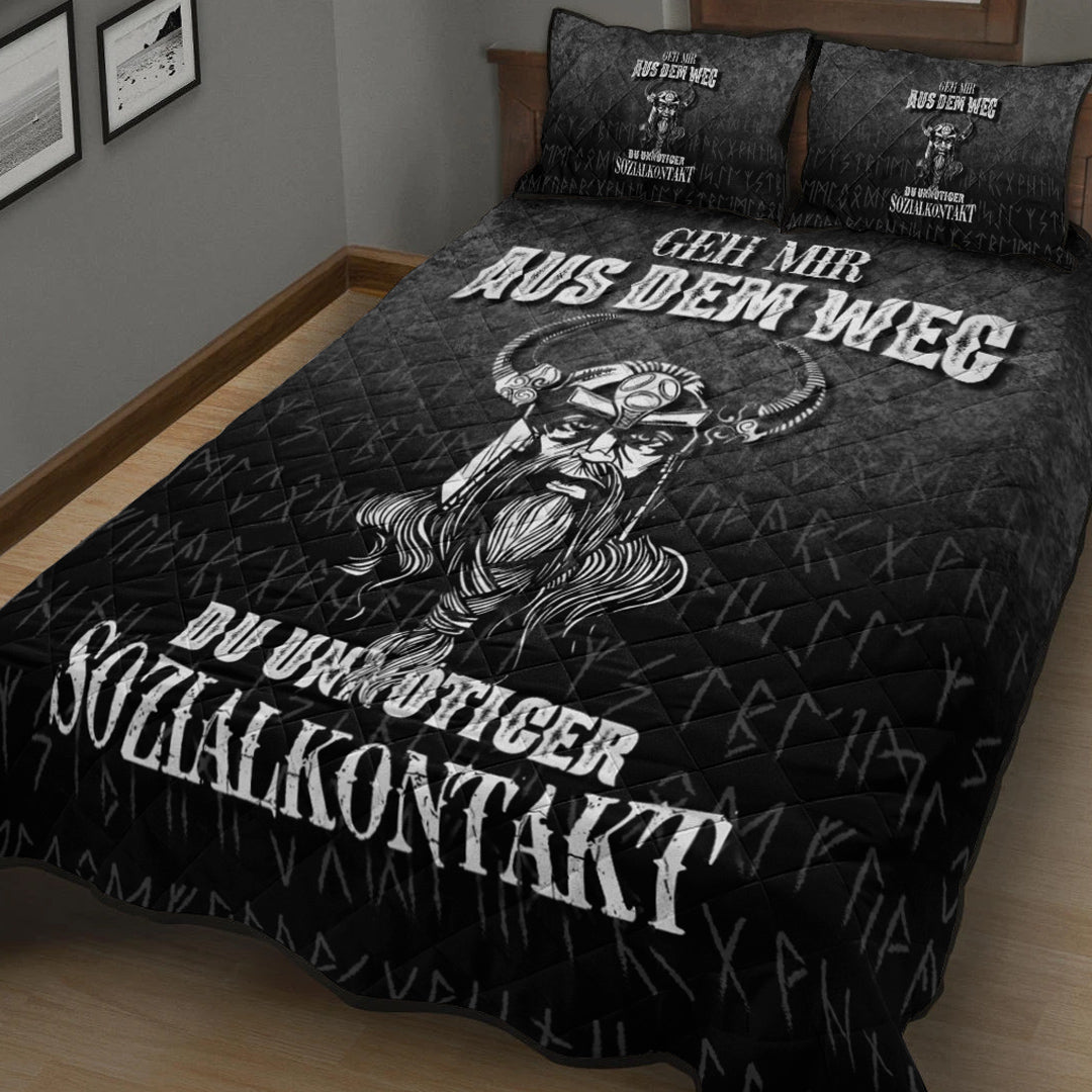 Viking Quilt Bedding Set Geh mir aus dem Weg du unnotiger Sozialkontakt