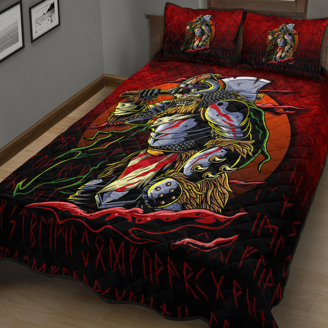 Viking Quilt Bedding Set Samurai Viking Warrior Ronin Berserk Armor Axe