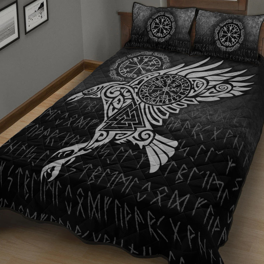 Viking Quilt Bedding Set Raven Vegvisir Tattoo Special Version