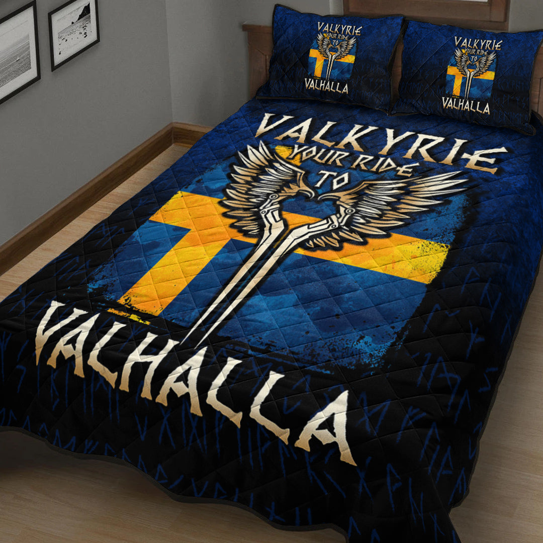 Viking Quilt Bedding Set Valkyrie Your Ride to Valhalla Sweden