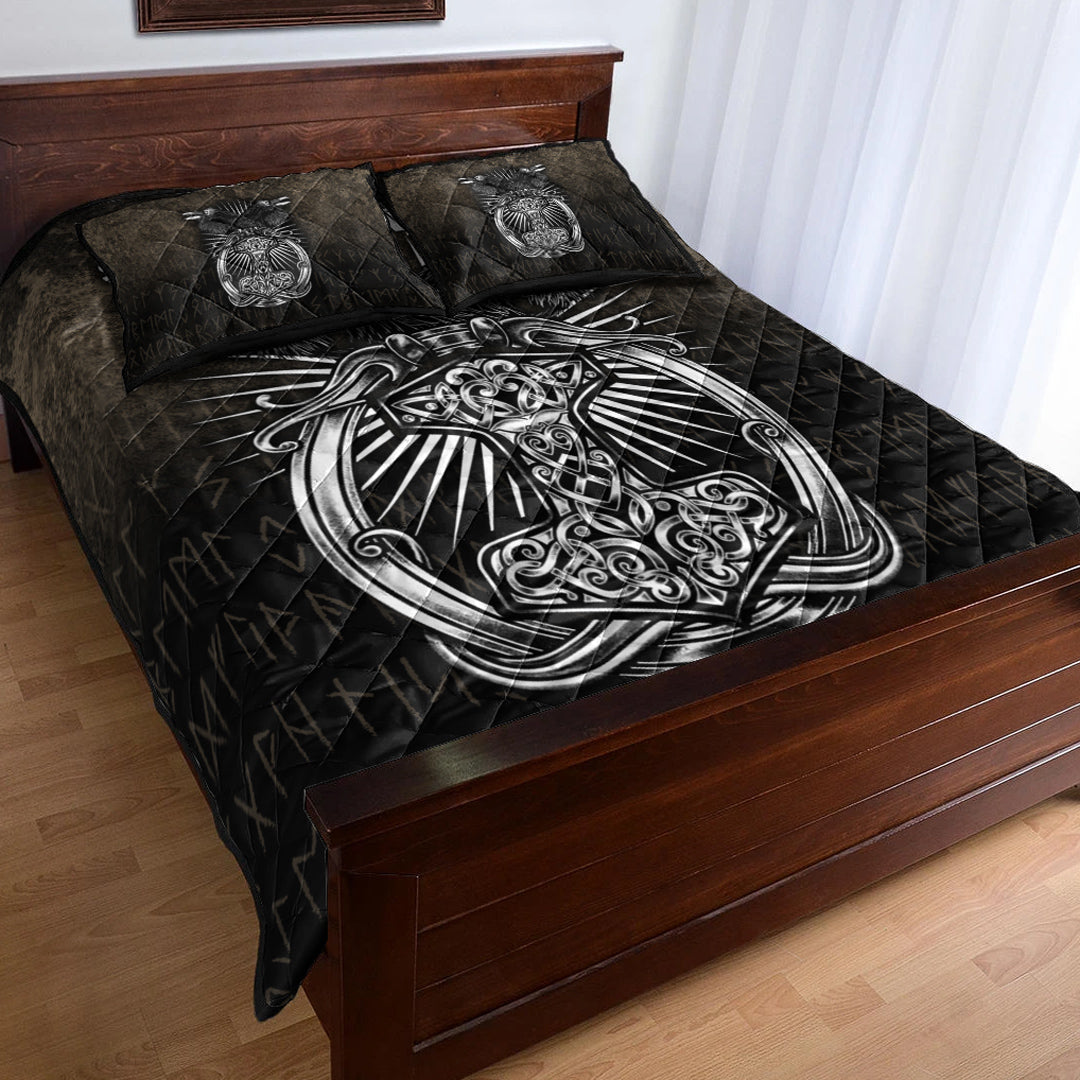 Viking Quilt Bedding Set Viking Ravens Mjolnir