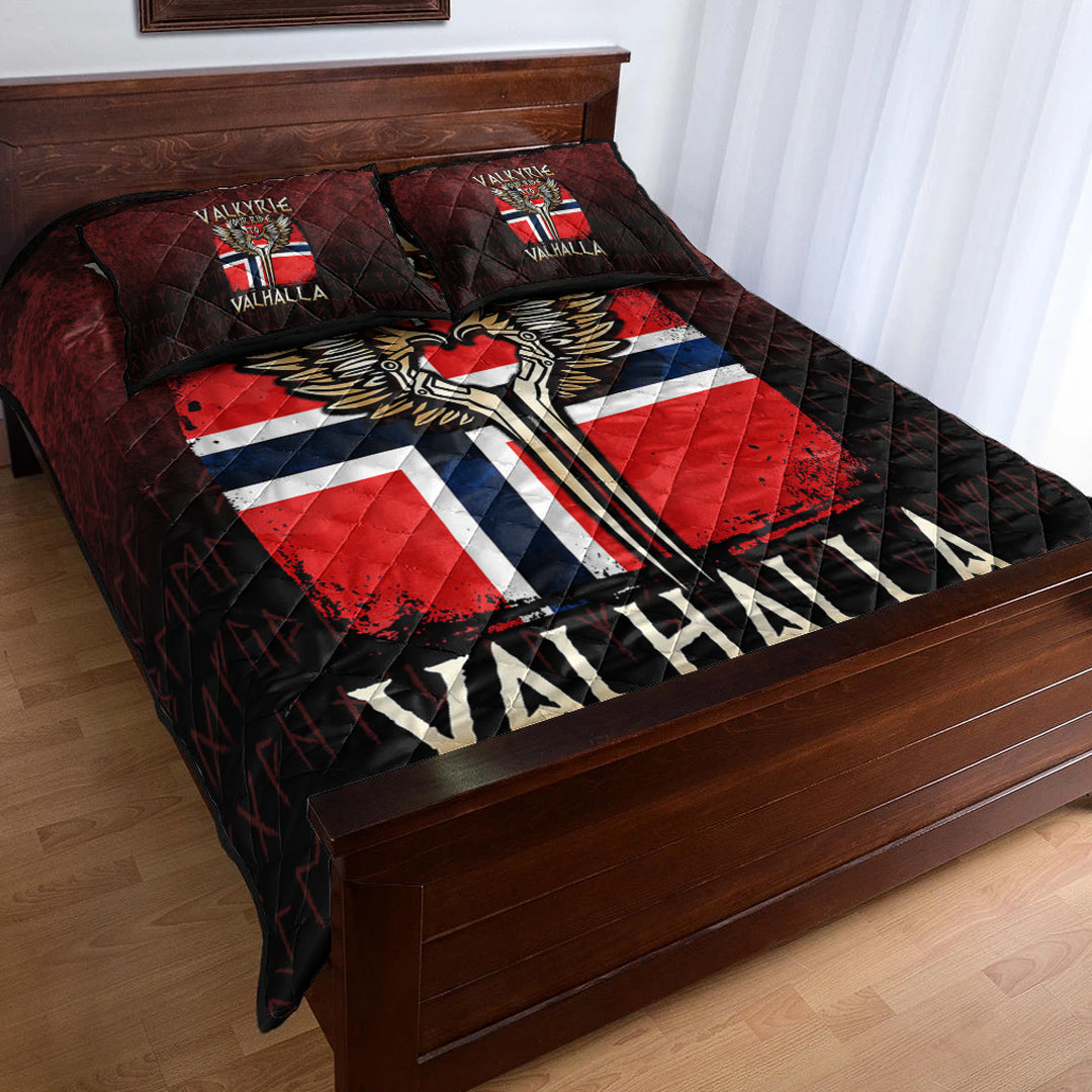 Viking Quilt Bedding Set Valkyrie Your Ride to Valhalla Norway