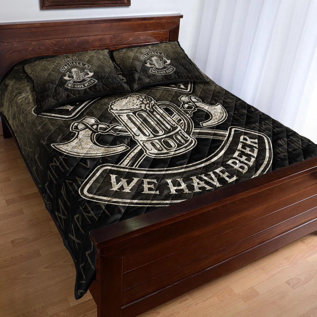 Viking Quilt Bedding Set Come To Valhalla We Have Beer Funny Nordic Style