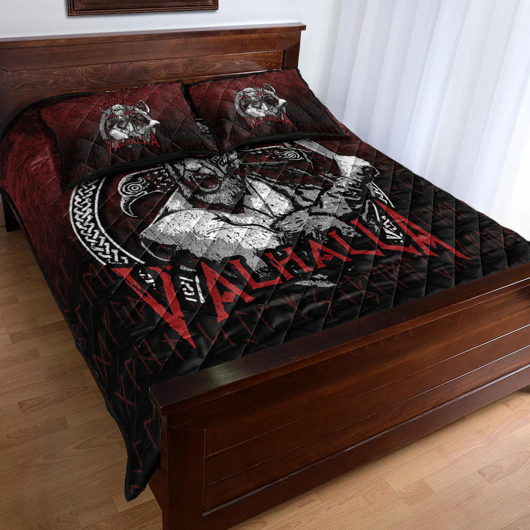 Viking Quilt Bedding Set Axe Warrior Raven Odin Thor Victory Or Valhalla