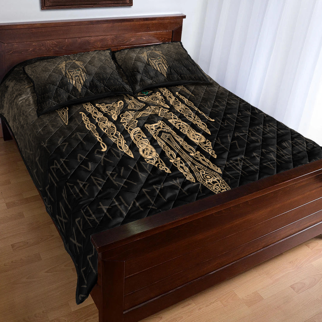 Viking Quilt Bedding Set Eye of Odin Gold Version