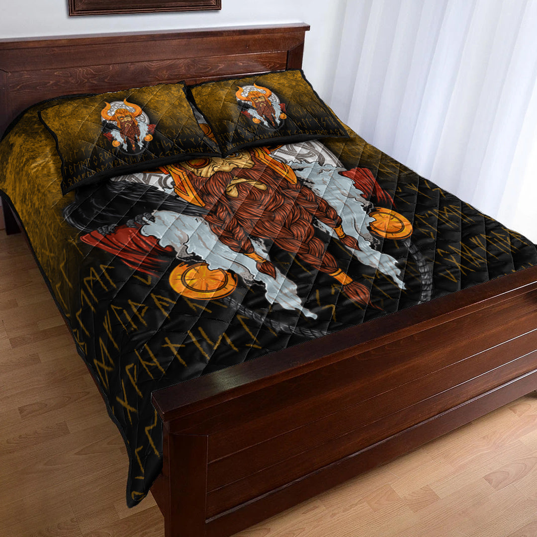 Viking Quilt Bedding Set Viking God Odin Raven