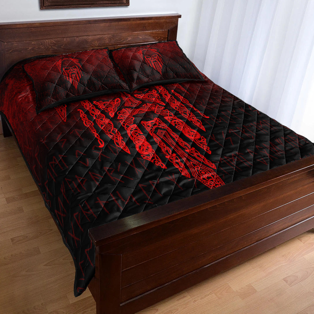 Viking Quilt Bedding Set Eye of Odin Red Version