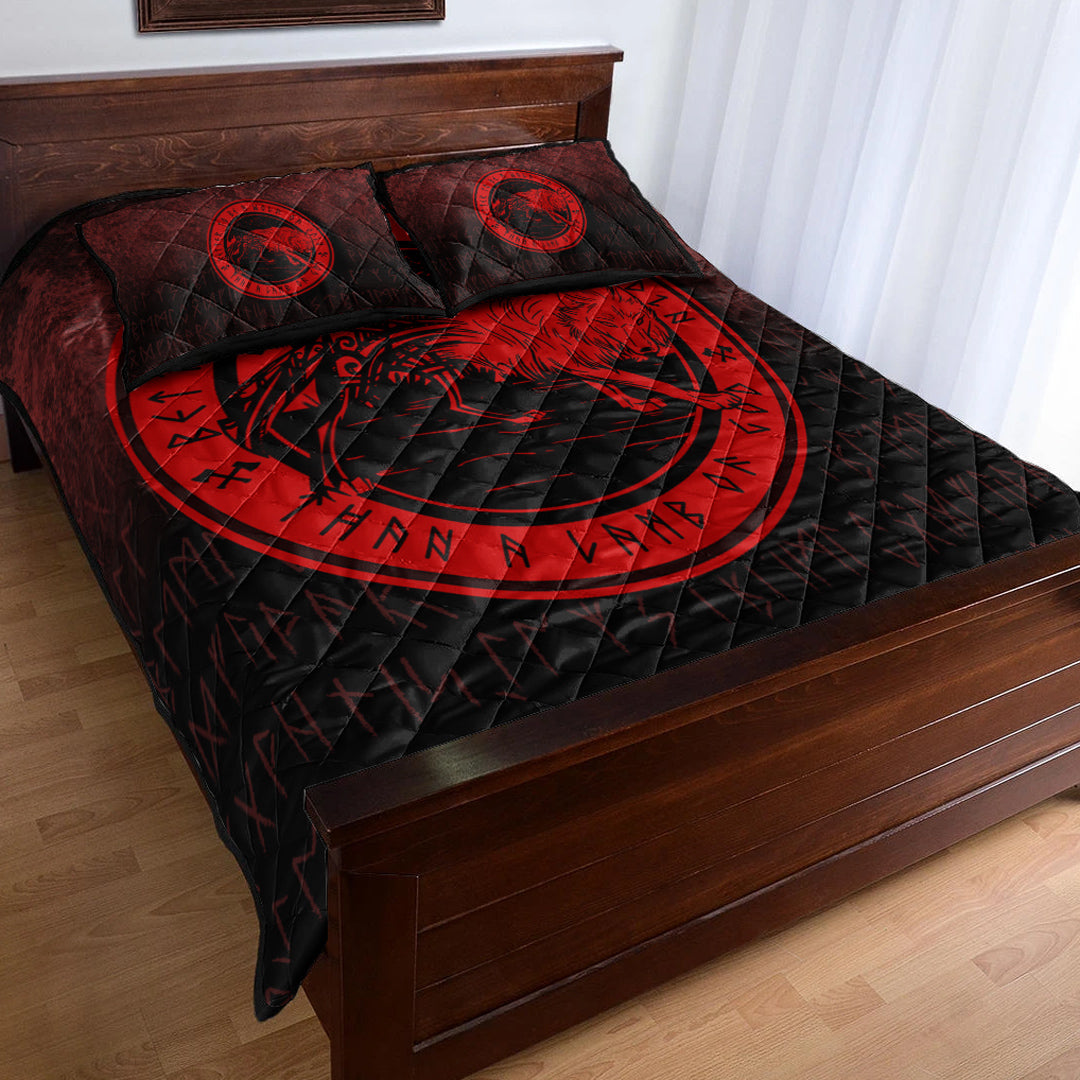 Viking Quilt Bedding Set Wolf Of Odin Red Version