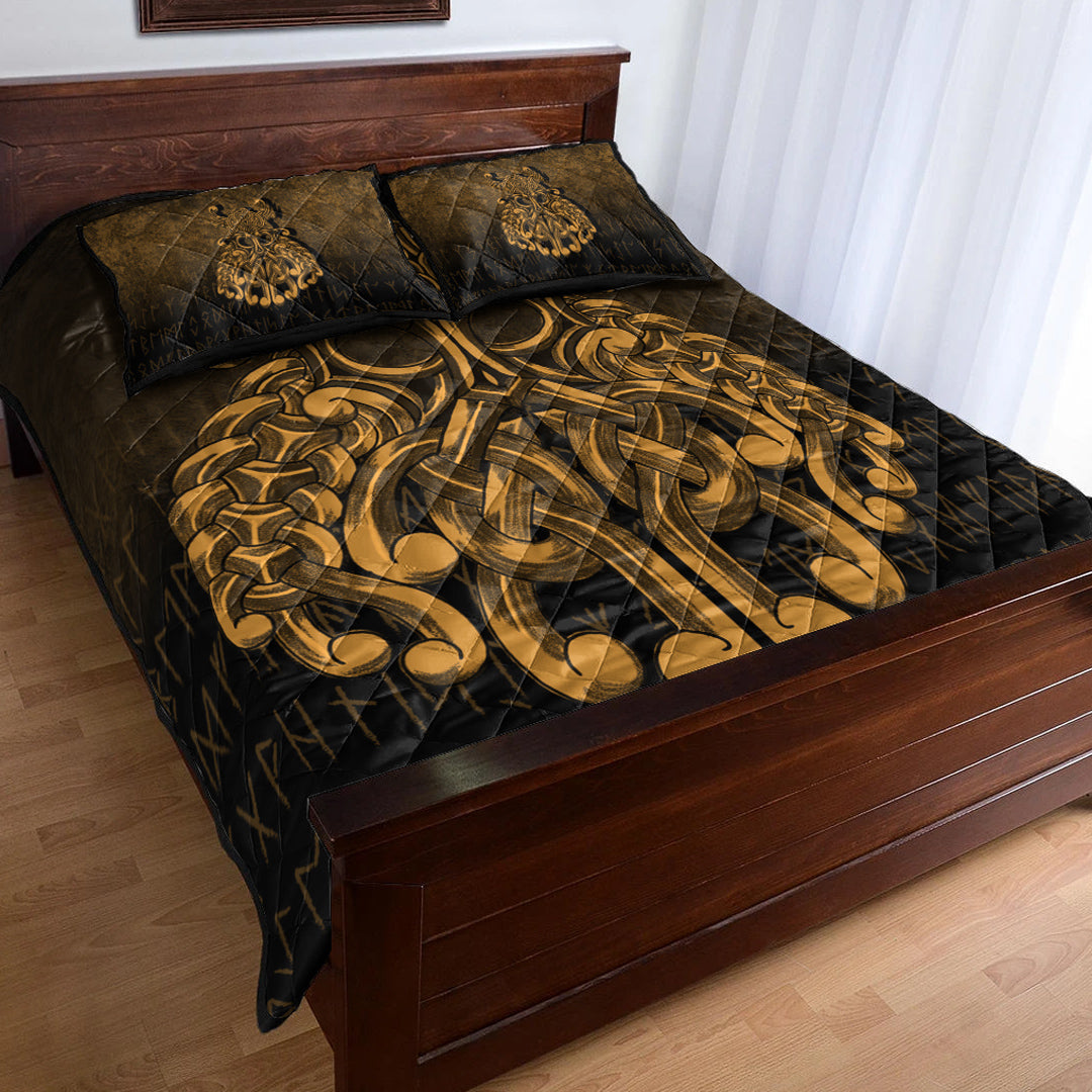 Viking Quilt Bedding Set Viking Odin Valhalla Gold Version