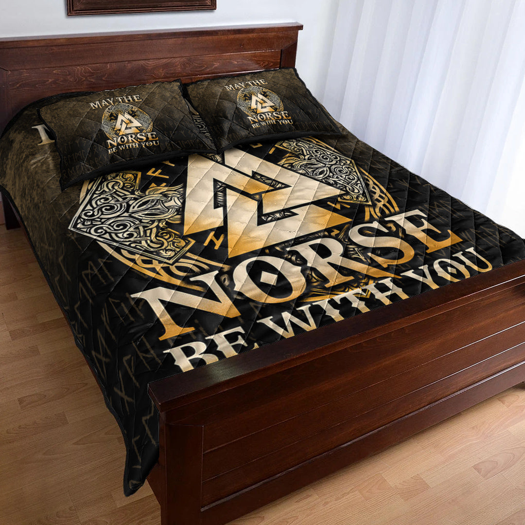 Viking Quilt Bedding Set May The Norse Be With You Viking Gold Version