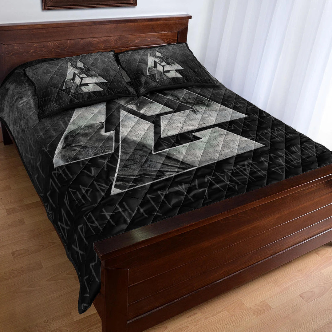 Viking Quilt Bedding Set Huginn Muninn Ravens from Odin Style