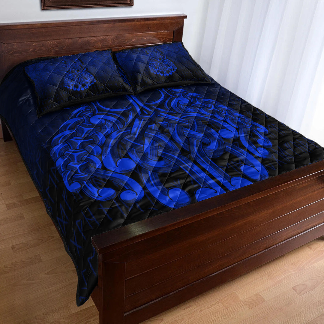 Viking Quilt Bedding Set Viking Odin Valhalla Blue Version