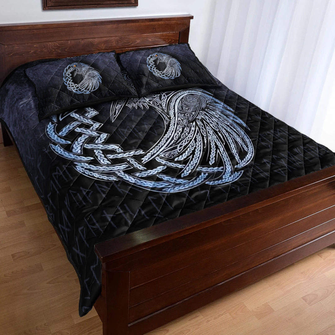 Viking Quilt Bedding Set Viking Raven Special Blue Version