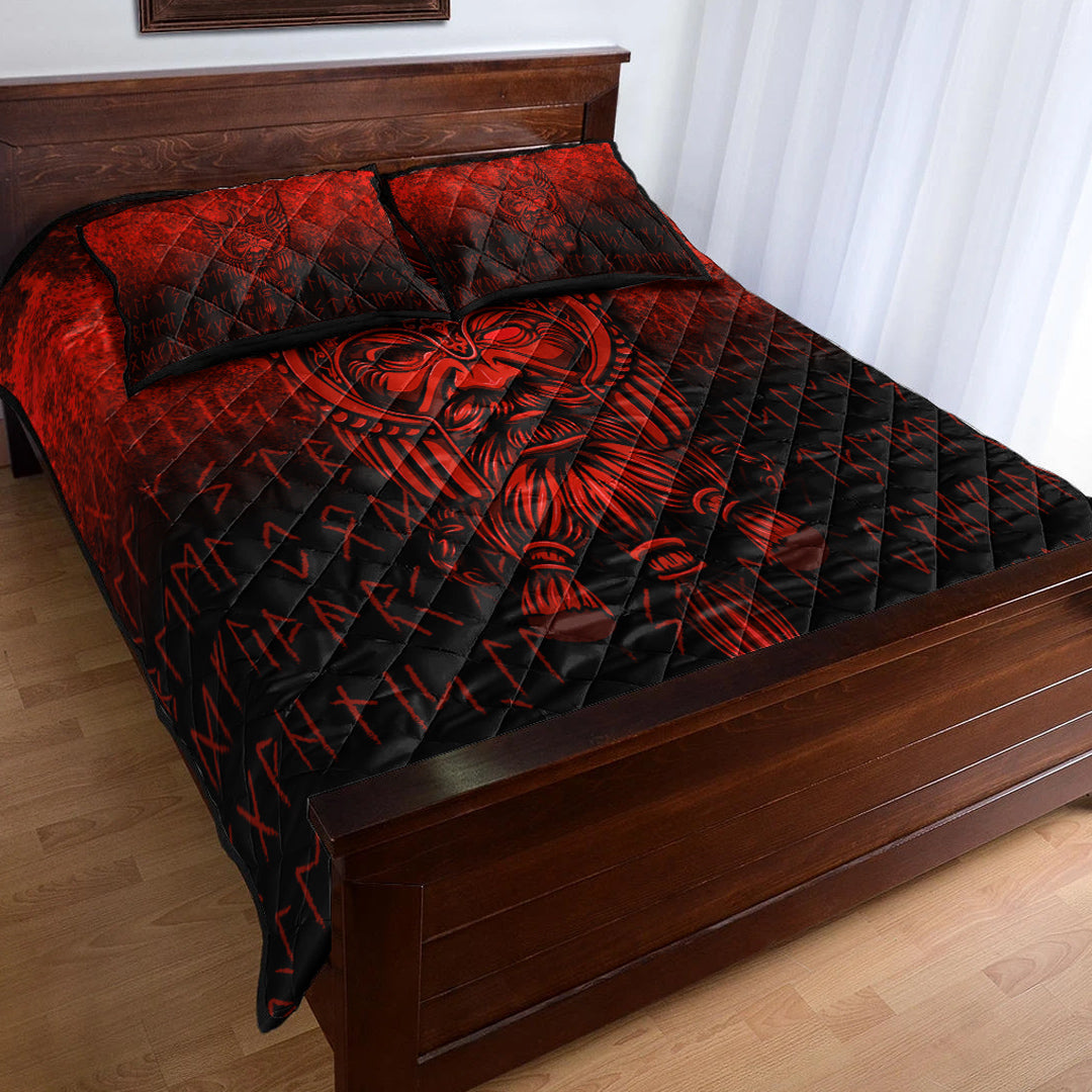 Viking Quilt Bedding Set Viking Odin Allfather In Asgard Red Version