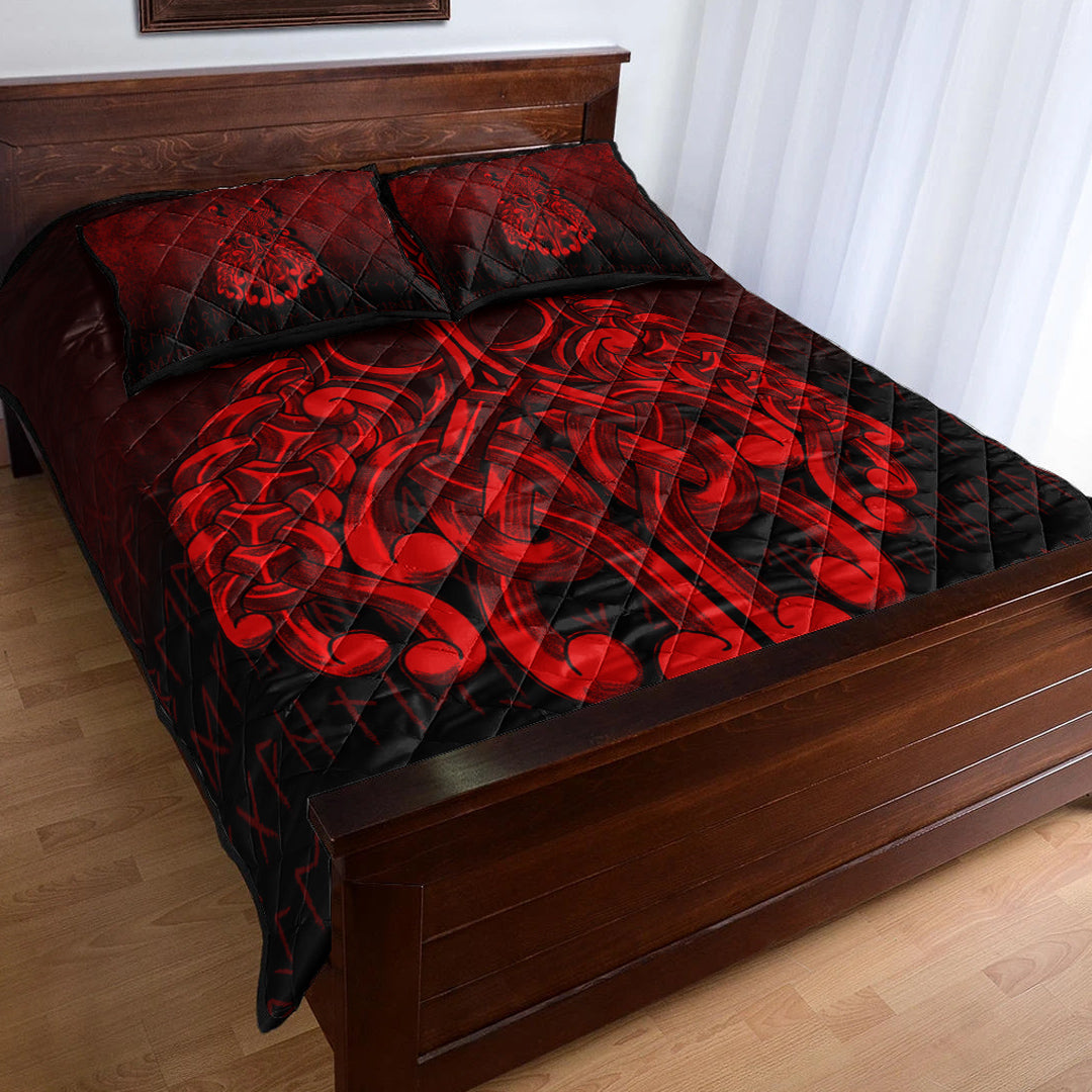 Viking Quilt Bedding Set Viking Odin Valhalla Red Version