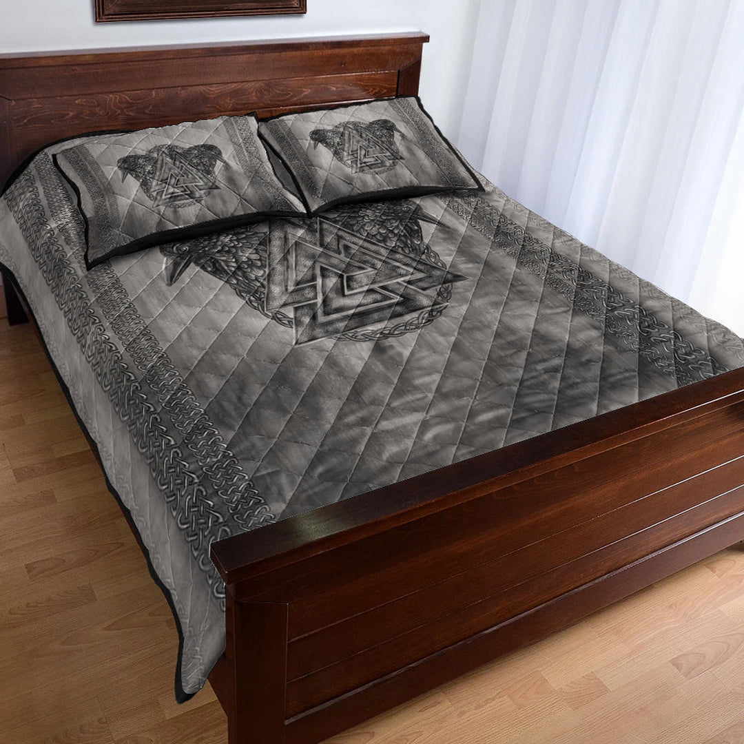 Viking Quilt Bedding Set Viking Valknut and Raven