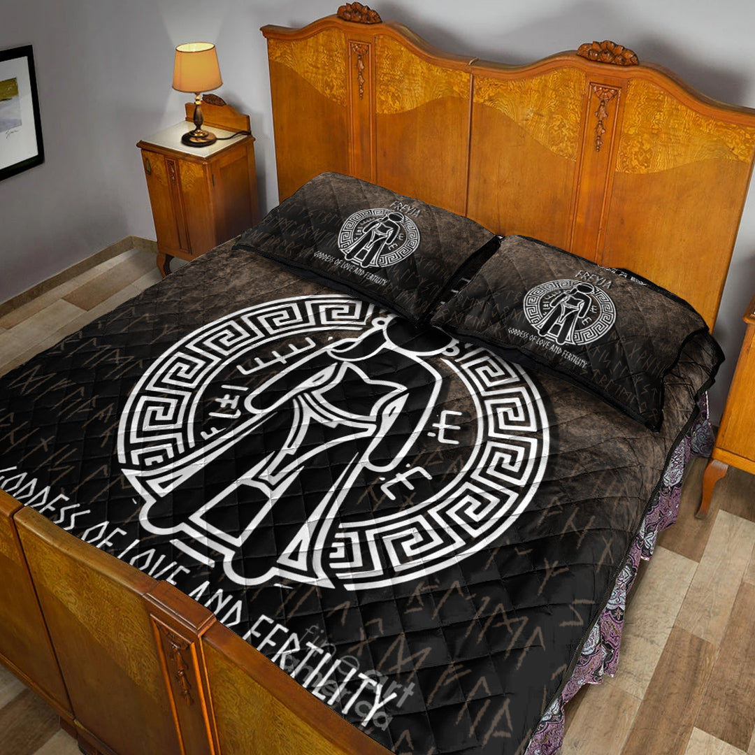 Viking Quilt Bedding Set Freyja the Goddess of Love and Fertility