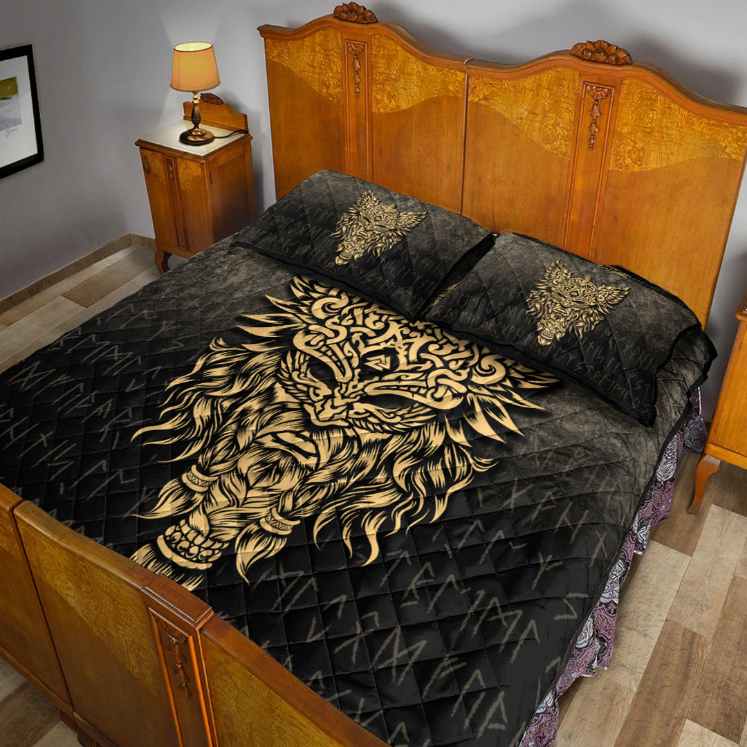 Viking Quilt Bedding Set Odin The Allfather Asgard God And Chief Of Aesir Gold Version