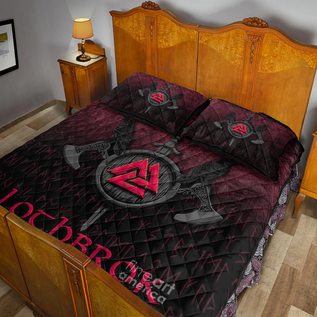 Viking Quilt Bedding Set Ragnar Lothbrok Ragnar Lodbrok Viking Warrior Red Version