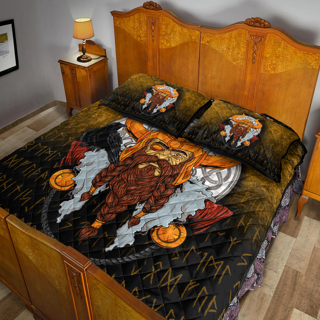 Viking Quilt Bedding Set Viking God Odin Raven