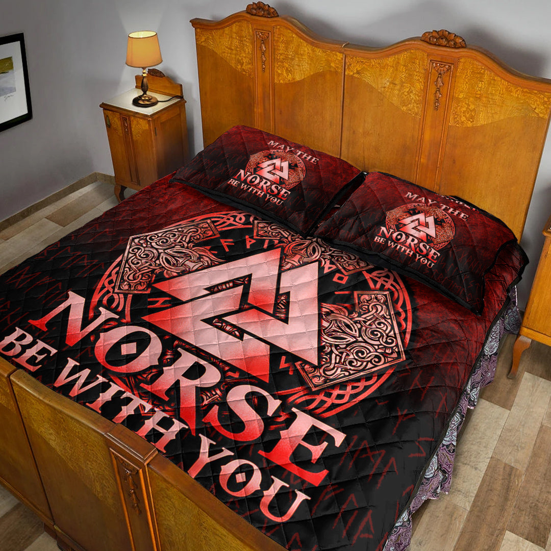 Viking Quilt Bedding Set May The Norse Be With You Viking Red Version