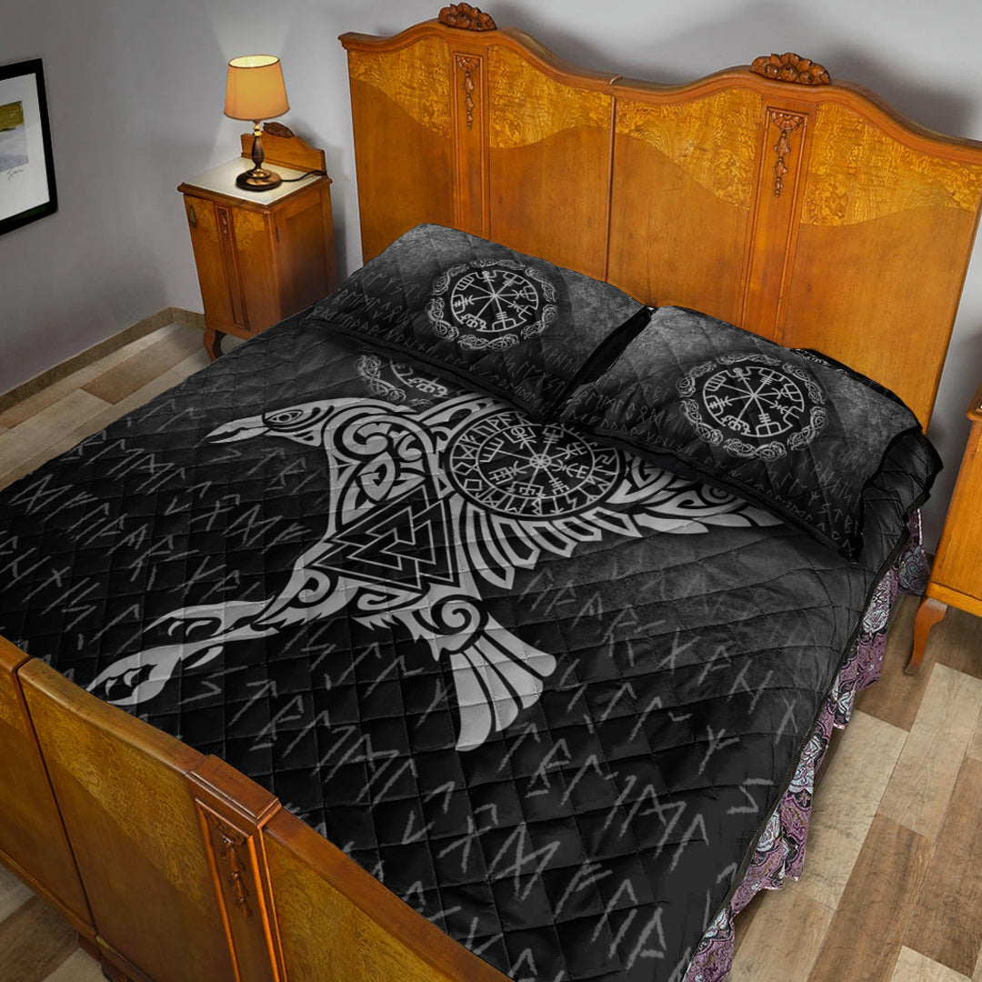 Viking Quilt Bedding Set Raven Vegvisir Tattoo Special Version