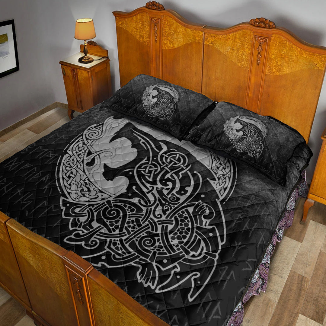 Viking Quilt Bedding Set Fenrir Viking 3D Tattoo Special Version