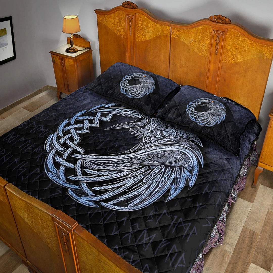 Viking Quilt Bedding Set Viking Raven Special Blue Version