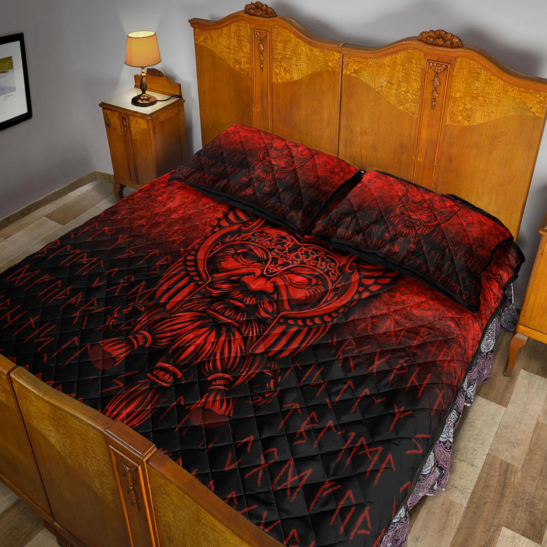 Viking Quilt Bedding Set Viking Odin Allfather In Asgard Red Version