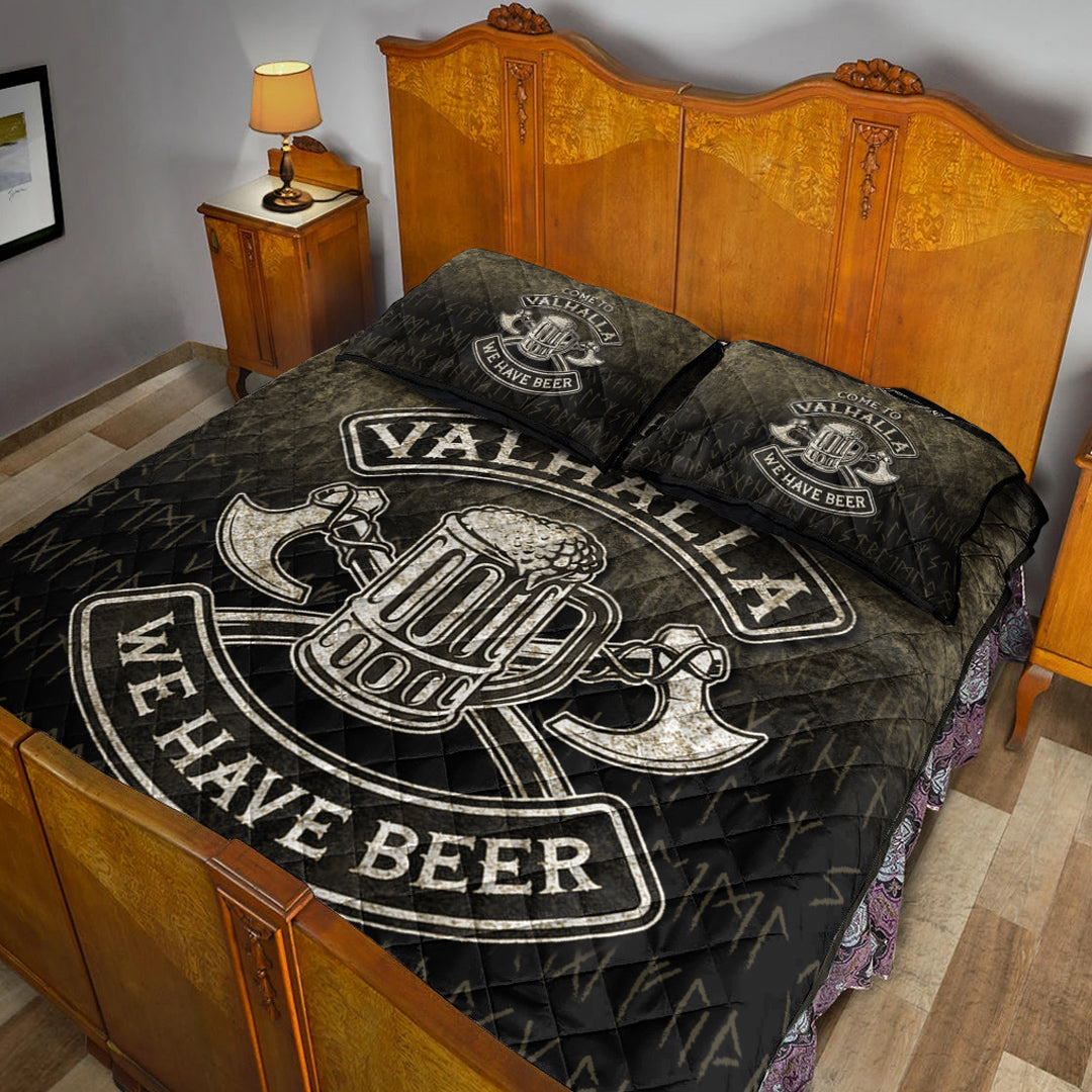 Viking Quilt Bedding Set Come To Valhalla We Have Beer Funny Nordic Style