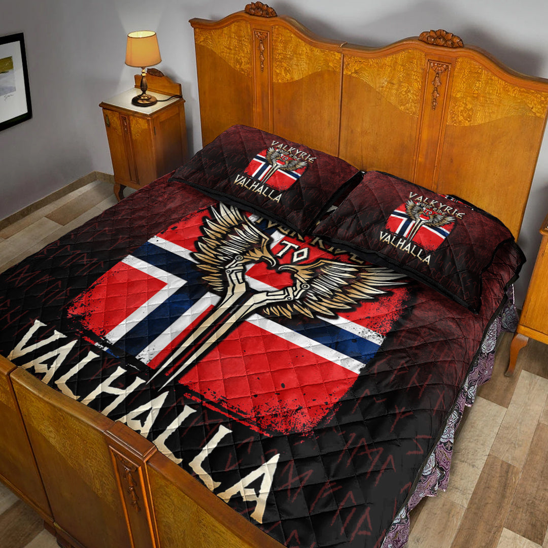 Viking Quilt Bedding Set Valkyrie Your Ride to Valhalla Norway