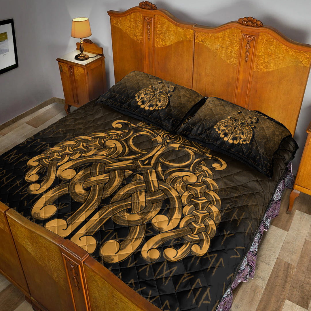 Viking Quilt Bedding Set Viking Odin Valhalla Gold Version