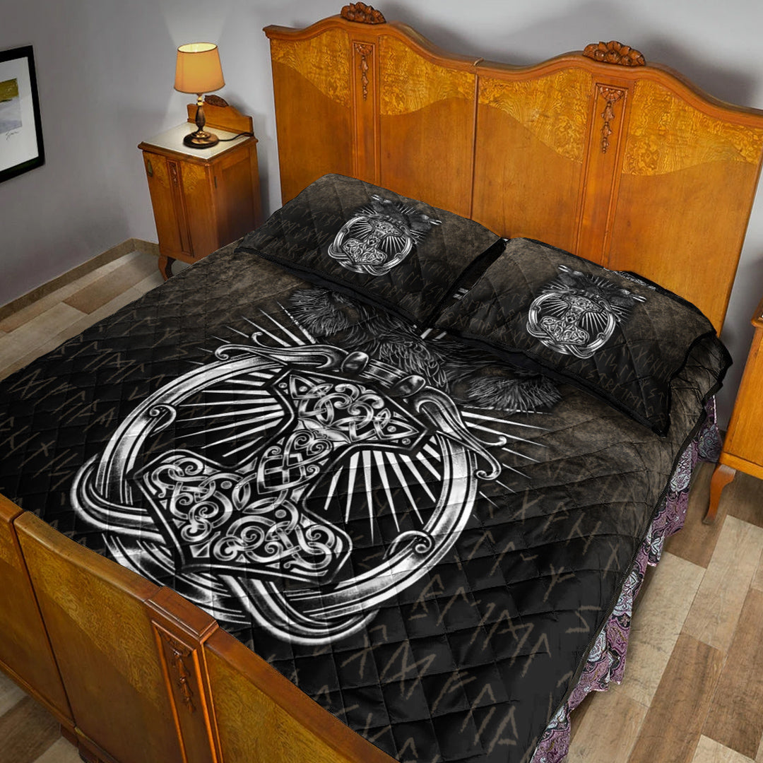 Viking Quilt Bedding Set Viking Ravens Mjolnir