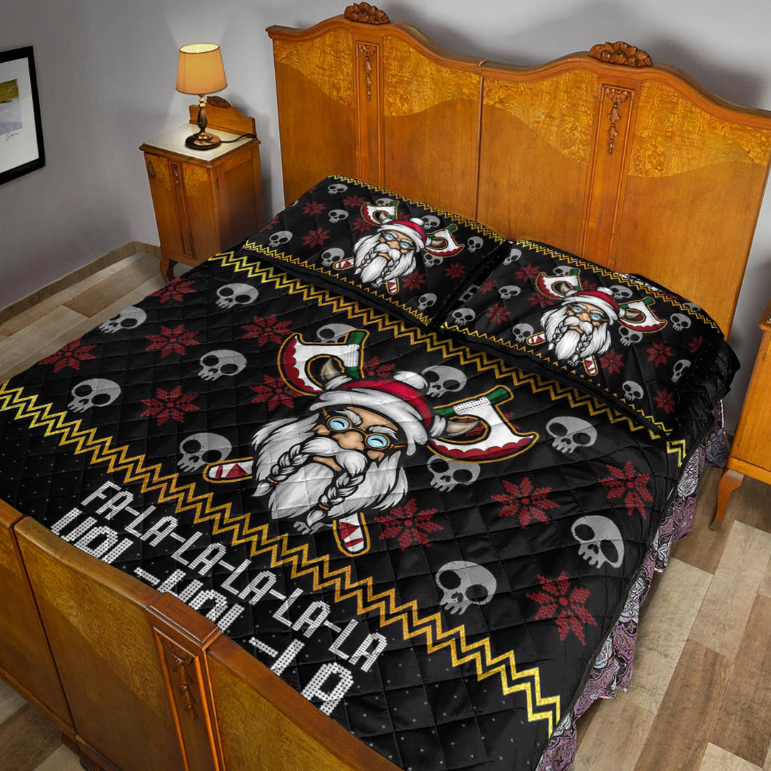 Viking Quilt Bedding Set Viking Santa In Valhalla Style Christmas 