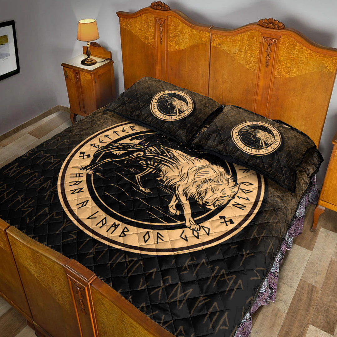 Viking Quilt Bedding Set Wolf Of Odin Gold Version