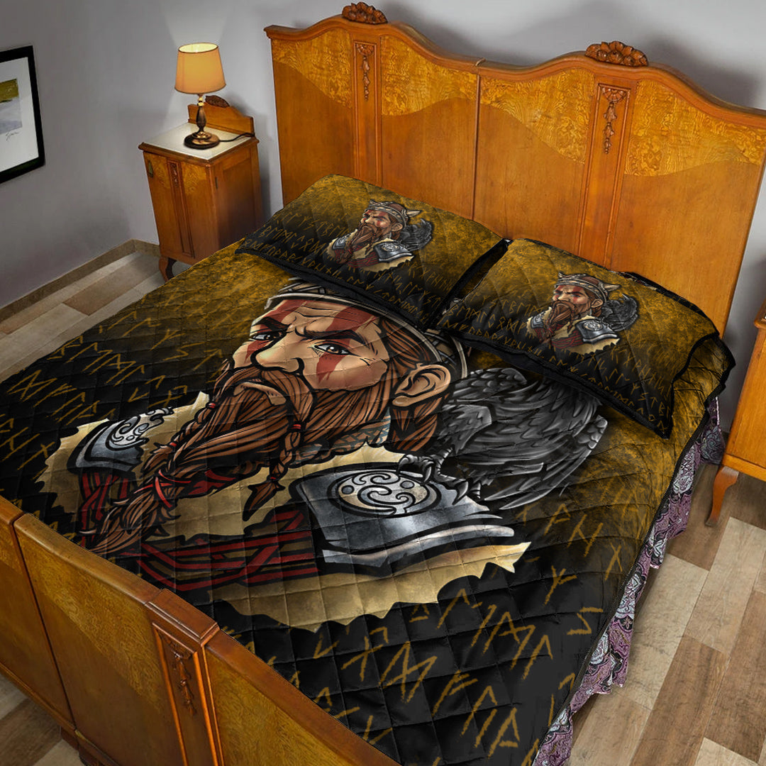 Viking Quilt Bedding Set Viking Warrior Odin Valhalla Raven