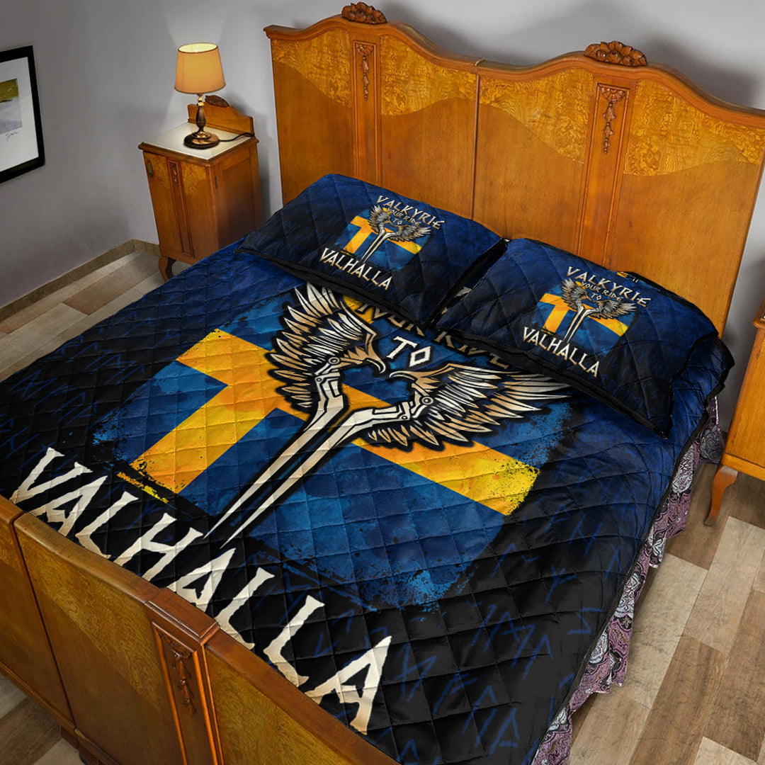 Viking Quilt Bedding Set Valkyrie Your Ride to Valhalla Sweden