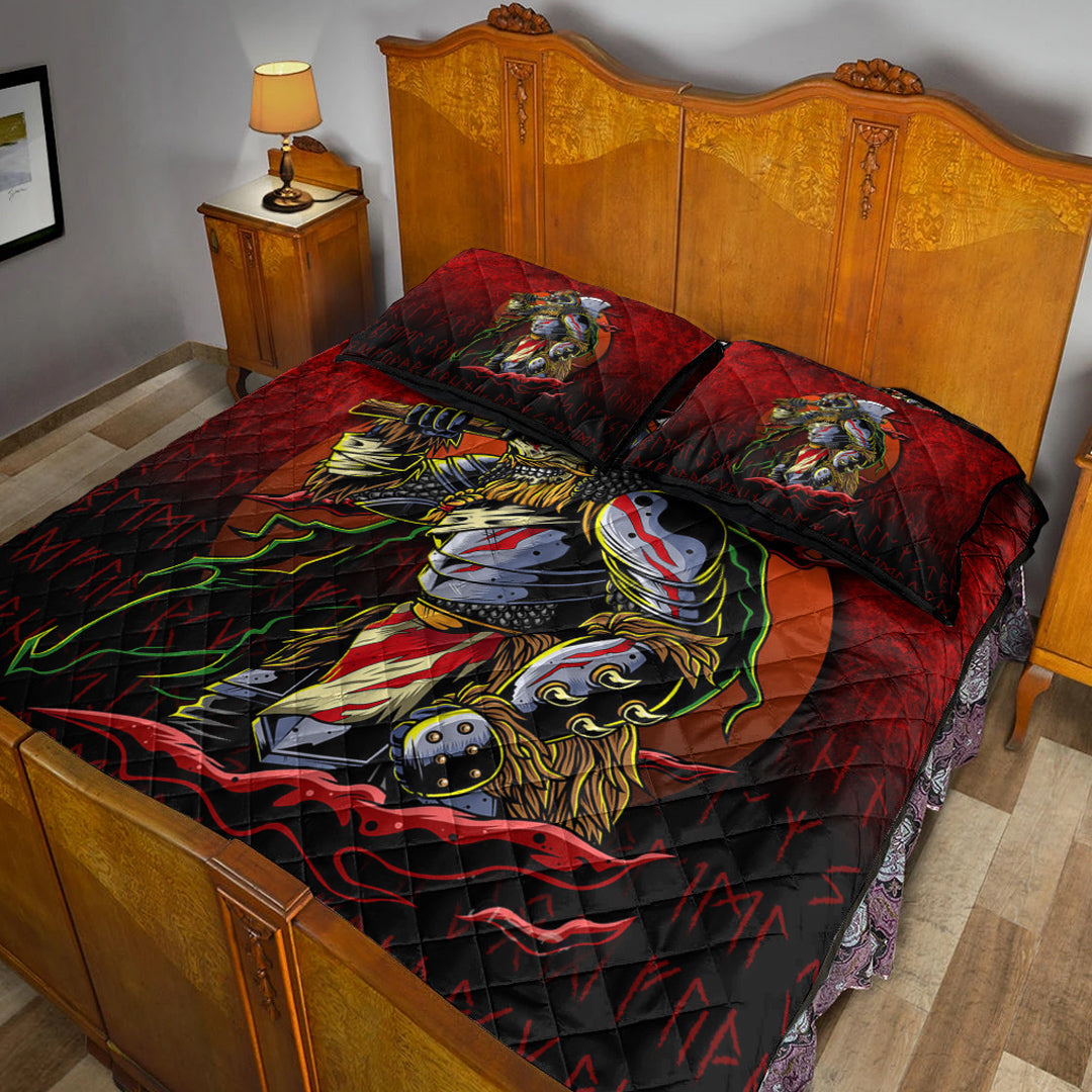 Viking Quilt Bedding Set Samurai Viking Warrior Ronin Berserk Armor Axe