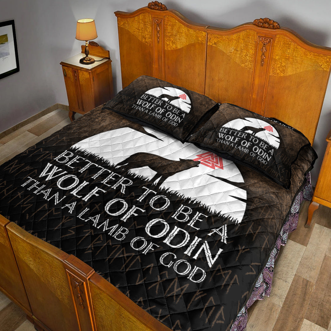 Viking Quilt Bedding Set Better To Be A Wolf Of Odin Than A Lamb Of God Ver02