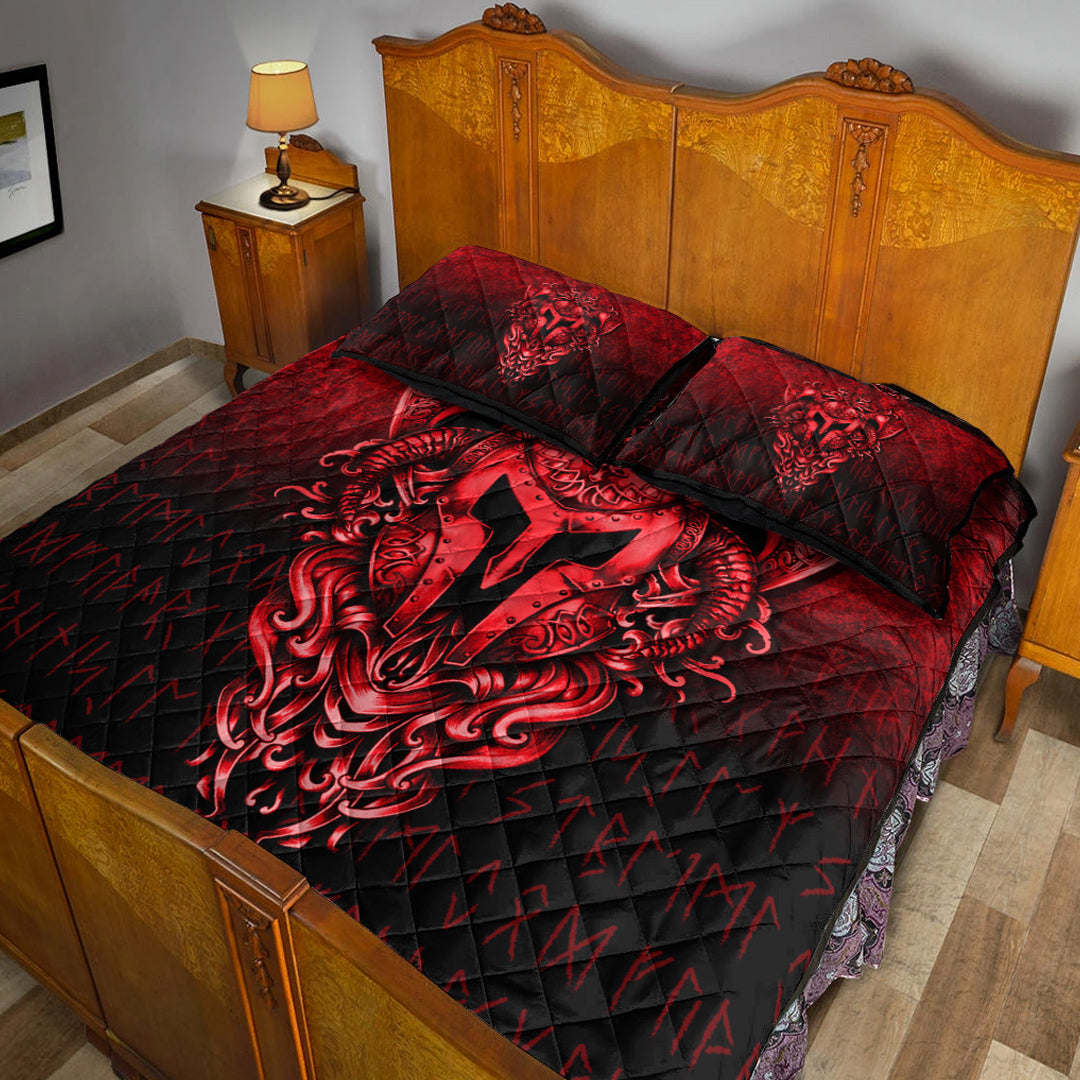 Viking Quilt Bedding Set The Armor Of Viking Red Version