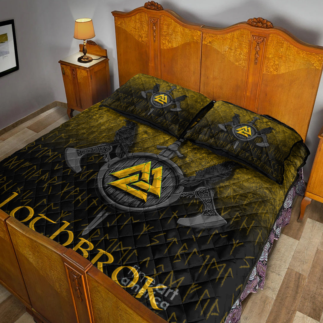 Viking Quilt Bedding Set Ragnar Lothbrok Ragnar Lodbrok Viking Warrior Gold Version