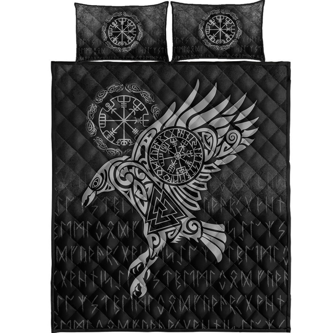 Viking Quilt Bedding Set Raven Vegvisir Tattoo Special Version