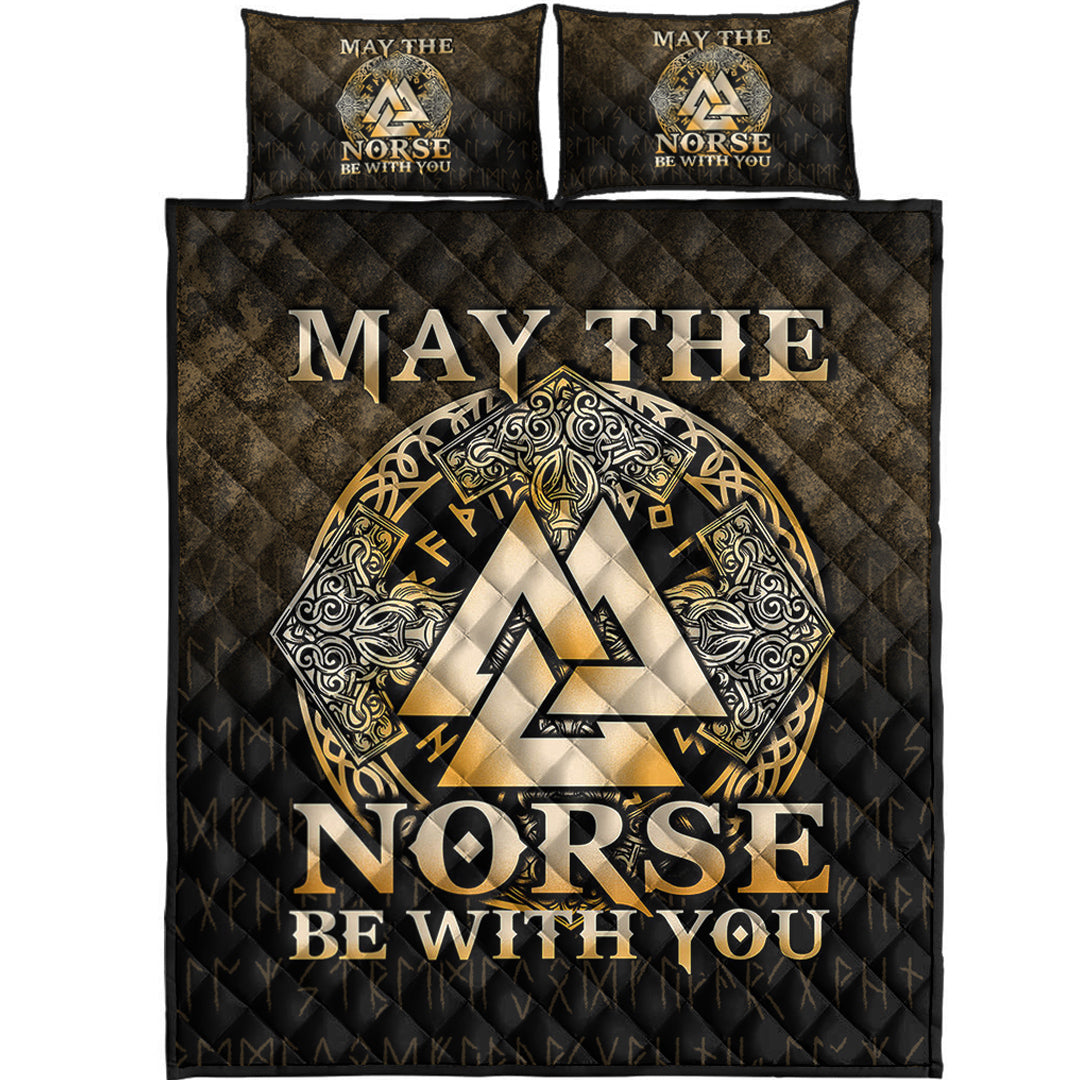 Viking Quilt Bedding Set May The Norse Be With You Viking Gold Version