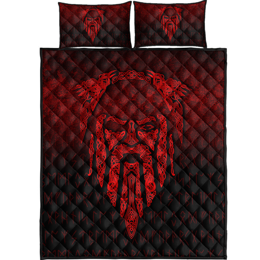 Viking Quilt Bedding Set Eye of Odin Red Version