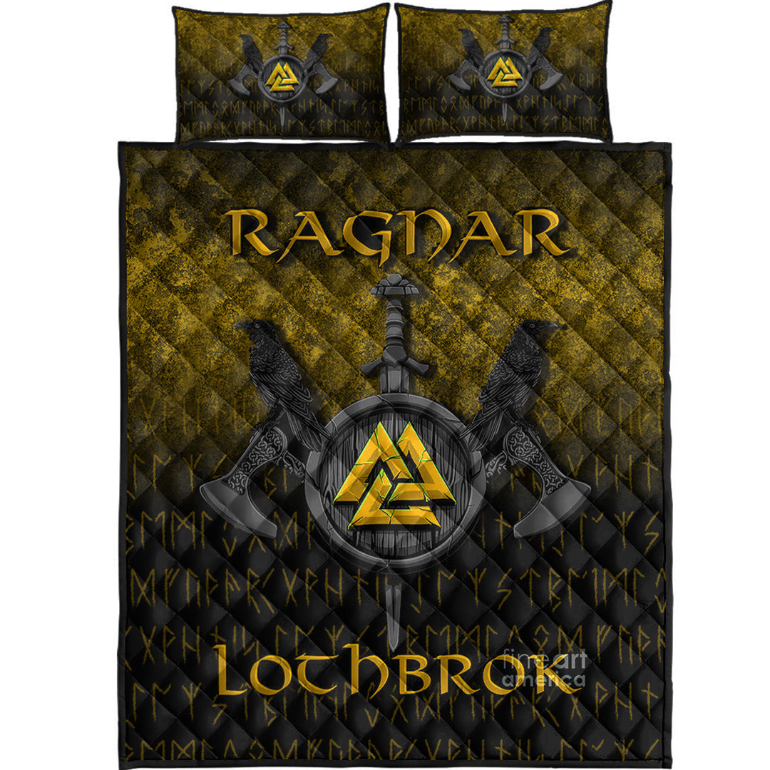 Viking Quilt Bedding Set Ragnar Lothbrok Ragnar Lodbrok Viking Warrior Gold Version