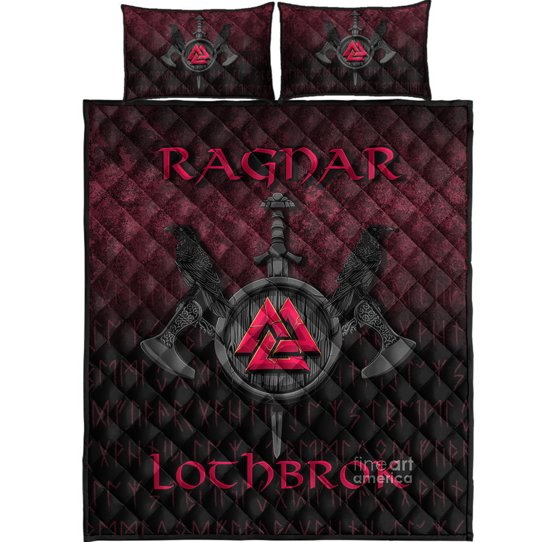 Viking Quilt Bedding Set Ragnar Lothbrok Ragnar Lodbrok Viking Warrior Red Version