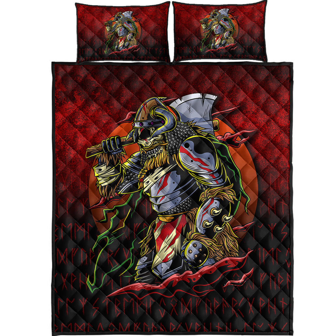 Viking Quilt Bedding Set Samurai Viking Warrior Ronin Berserk Armor Axe