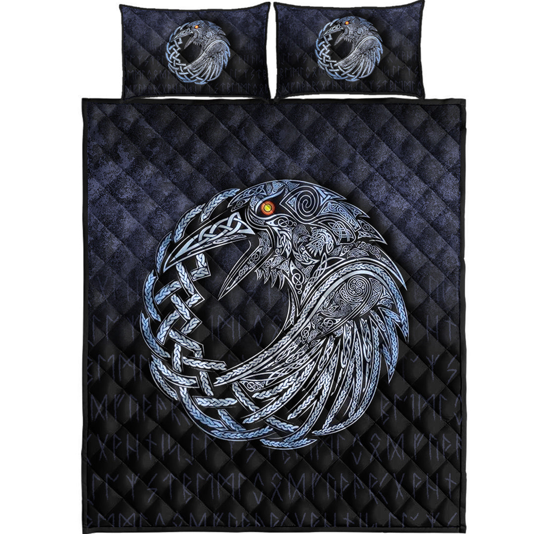 Viking Quilt Bedding Set Viking Raven Special Blue Version